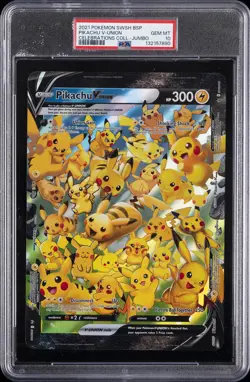 2021 POKEMON SWSH BLACK STAR PROMO PIKACHU V-UNION PSA 10 - Image 1