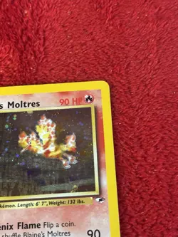 Blaine's Moltres 001/132 Gym Heroes Holo Pokemon Card Played - Image 2