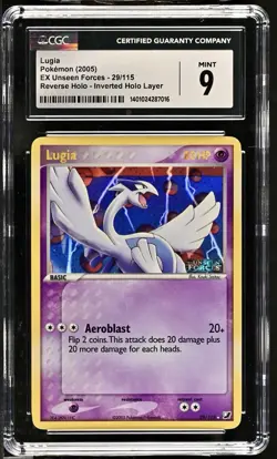 2005 Pokemon EX Unseen Forces Lugia #29 CGC 9 Reverse Holo ERROR – Inverted Holo - Image 1