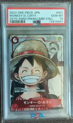 Monkey D.Luffy 25th Anniversary Premium Card Collection #001 Japanese PSA 10 - Image 1