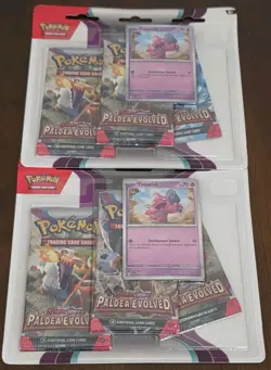 Pokemon Scarlet and Violet Paldea Evolved 3 Pack Blister - Tinkatink - Lot of 2 - Image 1