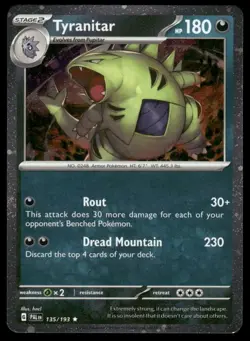 SWIRL 🌀 Pokemon TCG: Tyranitar 135/193 - Paldea Evolved Cosmos Holo NM - Image 1