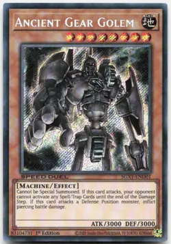 Ancient Gear Golem 1st Edition Secret Rare Speed Duel GX SGX1-END01 LP - Image 1
