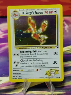 Pokemon TCG Gym Heroes Lt. Surge's Fearow 007/132 Unlimited HoloRare Very Clean! - Image 1