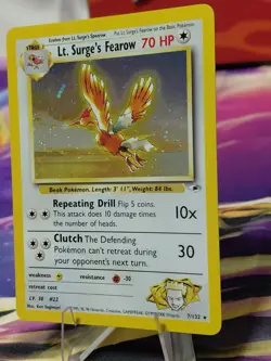 Pokemon TCG Gym Heroes Lt. Surge's Fearow 007/132 Unlimited HoloRare Very Clean! - Image 2