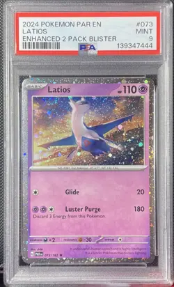 PSA 9 2024 POKEMON 073 LATIOS ENHANCED 2 PACK BLISTER COSMOS HOLO - Image 1