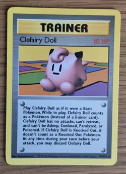 Clefairy Doll 70/102 Pokemon Base Set Trainer Card WOTC 1999 Vintage NM - Image 1