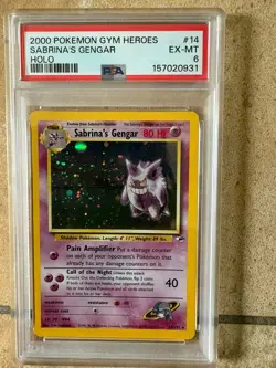 Pokemon TCG - Sabrina's Gengar 14/132 Gym Heroes Holo - PSA 6 EX/MT w Swirl - Image 1