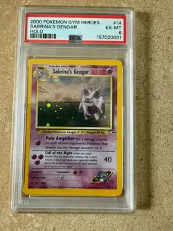 Pokemon TCG - Sabrina's Gengar 14/132 Gym Heroes Holo - PSA 6 EX/MT w Swirl - Image 2
