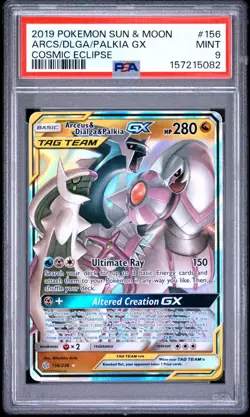 PSA 9 ARCEUS & DIALGA & PALKIA GX 156/236 TAG TEAM COSMIC ECLIPSE POKEMON 😍 - Image 1