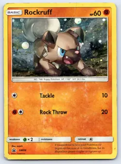 Rockruff SM06 Holo Promo Sun & Moon Pokemon HP - Image 1