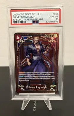 One Piece Card Game Silvers Rayleigh OP09-005 SP Alt Art PSA 10 English - Image 1