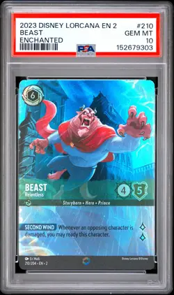 2023 DISNEY LORCANA EN 2-RISE OF THE FLOODBORN #210 BEAST - RELENTLESS PSA 10 - Image 1