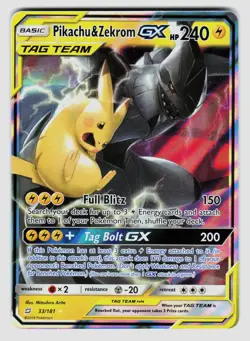 Pokemon Pikachu & Zekrom GX Ultra Rare SM - Team Up 33/181 LP - Image 1
