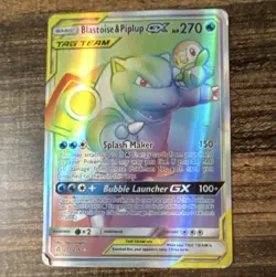Pokemon TCG Blastoise & Piplup GX TAG TEAM Secret Rare Full Art Holo 270 HP - Image 1