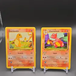 Pokemon TCG Base Set Charmander 46/102 Charmeleon 24/102 Unlimited 1999 - Image 1