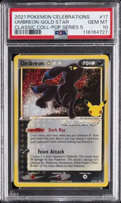 2021 POKEMON CELEBRATIONS CLASSIC COLLECTION #17 UMBREON-GOLD STAR PSA 10 - Image 1