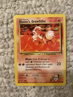 Blaine's Growlithe Gym Heroes 62/132 Unlimited Pokemon TCG Common LP 2000 - Image 1