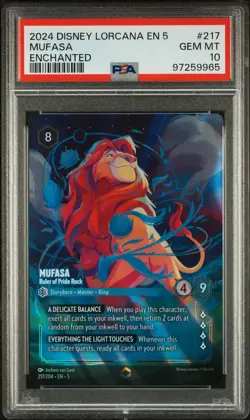 2024 DISNEY LORCANA EN 5 SHIMMERING SKIES MUFASA ENCHANTED PSA 10 - Image 1
