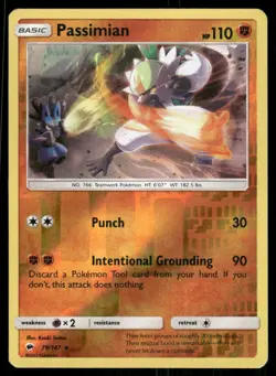 2017 Pokemon Passimian Rare Burning Shadows 79/147 Reverse Holo LP - Image 1