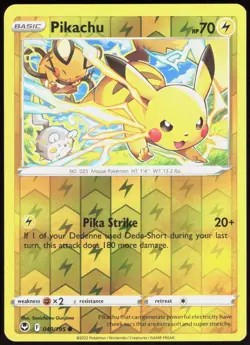 Silver Tempest Pikachu 049/195 Common Pokemon Reverse Holo NM/M - Image 1