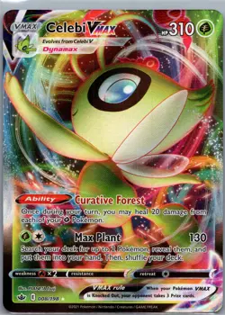 Celebi VMAX 008/198 Holo VMAX Rare Chilling Reign Pokemon Near Mint - Image 1