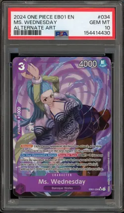 One Piece CCG Ms. Wednesday Alternate Art EB01-034 PSA 10 Gem Mint - Image 1