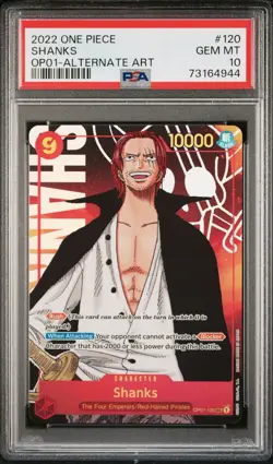 2022 ONE PIECE SHANKS ALTERNATE ART OP01-120 ROMANCE DAWN SEC PSA 10 GEM MINT - Image 1