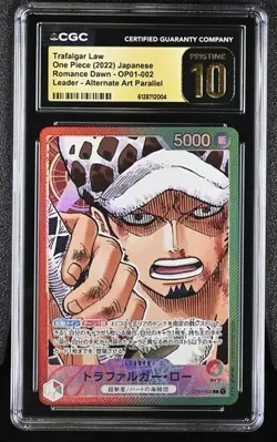 CGC 10 Pristine Trafalgar Law One Piece 2022 Romance Dawn Jpn OP01-002 Alt Art - Image 1