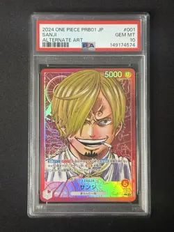 Bandai One Piece CCG Sanji Alternate Art Leader Foil PRB01-001 PSA 10 GEM - Image 1