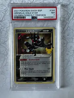 Pokemon Card TCG Greninja Gold Star SWSH144 25th Celebrations PSA 7 - Image 1