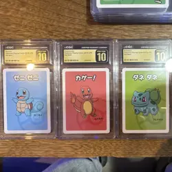CGC Pristine 10 Old Maid 2019 Japanese Pokemon Card Lot 3 Squirtle,charmander,bu - Image 1