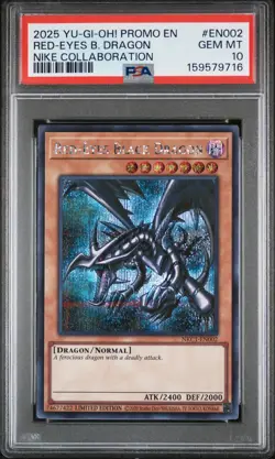 2025 YU-GI-OH! NIKE COLLABORATION PROMO #EN002 RED-EYES BLACK DRAGON PSA 10 - Image 1