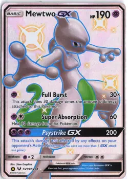 Mewtwo GX SV59/SV94 Shiny GX Rare Hidden Fates Shiny Vault Pokemon NM - Image 1