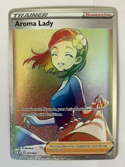 Pokemon Evolving Skies Aroma Lady 221/203 Rainbow Secret Rare Full Art Trainer - Image 1
