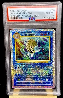 2002 Pokemon Legendary Omastar Reverse Holo #58/110 PSA 8 - Image 1