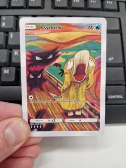 Psyduck Munch Scream Art Card Full Art Holo Pokemon Fan Display - Image 1