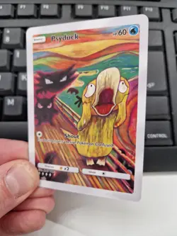 Psyduck Munch Scream Art Card Full Art Holo Pokemon Fan Display - Image 2