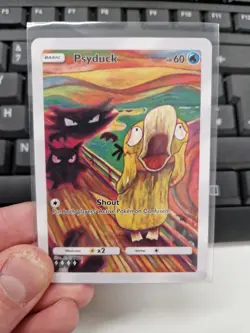 Psyduck Munch Scream Art Card Full Art Holo Pokemon Fan Display - Image 4