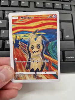 Mimikyu Munch Scream Art Card Full Art Holo Pokemon Fan Display - Image 1