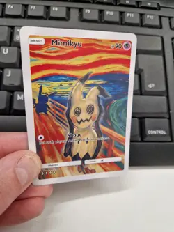 Mimikyu Munch Scream Art Card Full Art Holo Pokemon Fan Display - Image 2