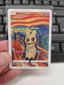 Mimikyu Munch Scream Art Card Full Art Holo Pokemon Fan Display - Image 4
