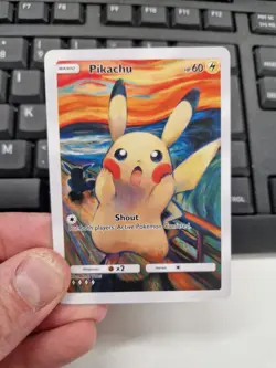 Pikachu Munch Scream Art Card Full Art Holo Pokemon Fan Display - Image 1