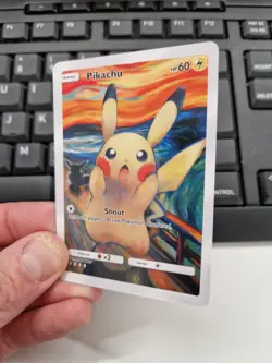 Pikachu Munch Scream Art Card Full Art Holo Pokemon Fan Display - Image 2
