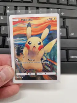 Pikachu Munch Scream Art Card Full Art Holo Pokemon Fan Display - Image 4