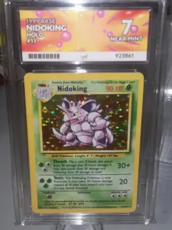 1999 Vintage Pokemon Nidoking Holo Card 7/64 WOTC Base Set Ace Grade 7 - Image 1