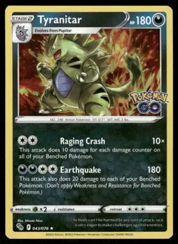Pokemon Cards Tyranitar 043/078 Pokemon GO Holo Rare NM - Image 1