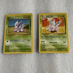 Pokemon Trading Cards - Nidoran 55/102 & Nidorino 37/102 (2 cards total) - Image 1