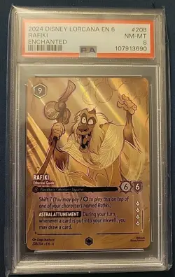 2024 DISNEY LORCANA EN 6-AZURITE SEA ENCHANTED RAFIKI - ETHEREAL GUIDE PSA 8 - Image 1