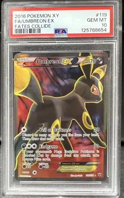 2016 Pokemon XY Fates Collide #119 Umbreon EX FA PSA 10 Gem Mint - Image 1